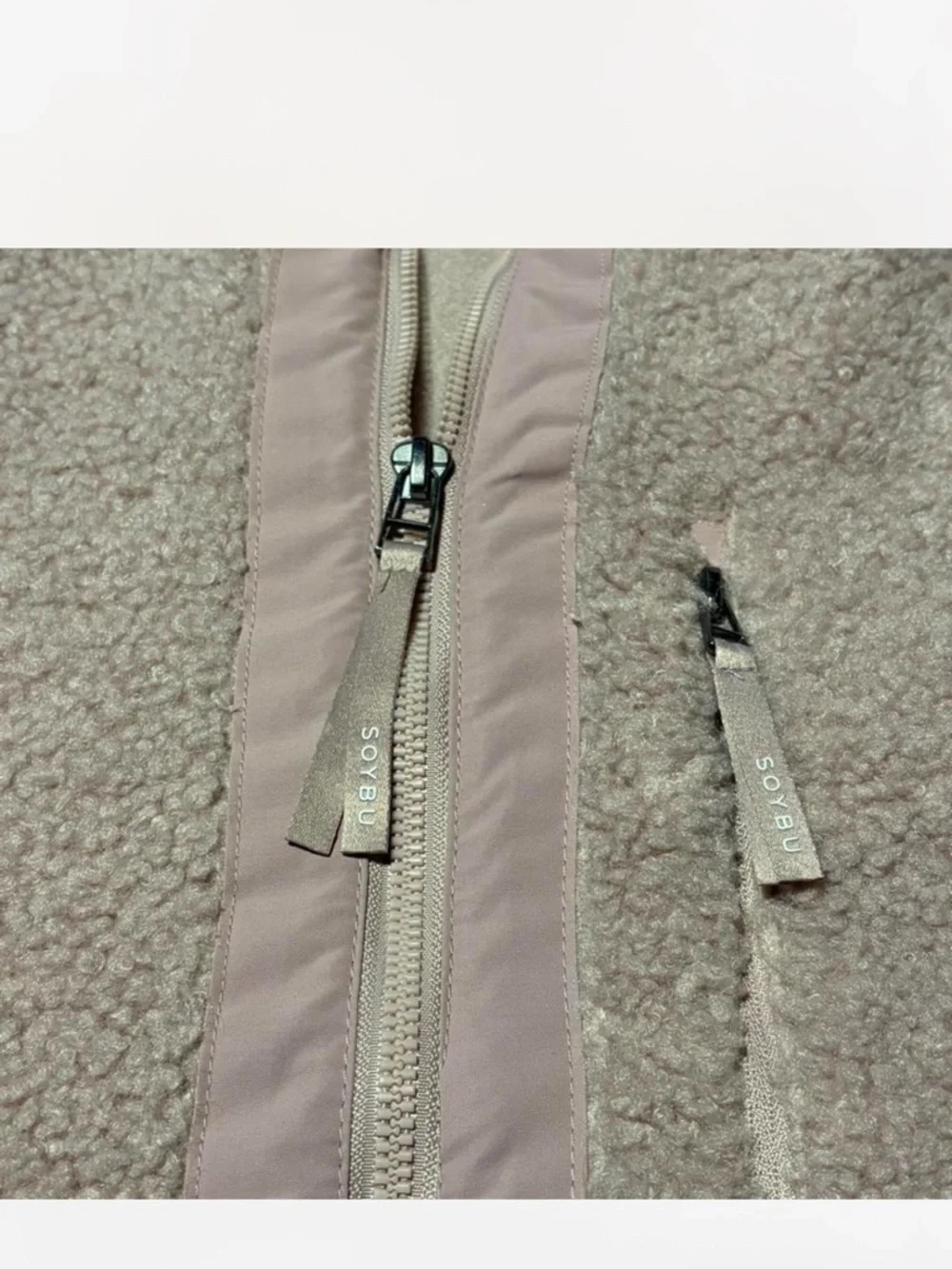 Soybu Sherpa Fleece Jacket XL Cozy Neutral Full Zip Athleisure - Picture 5 of 5